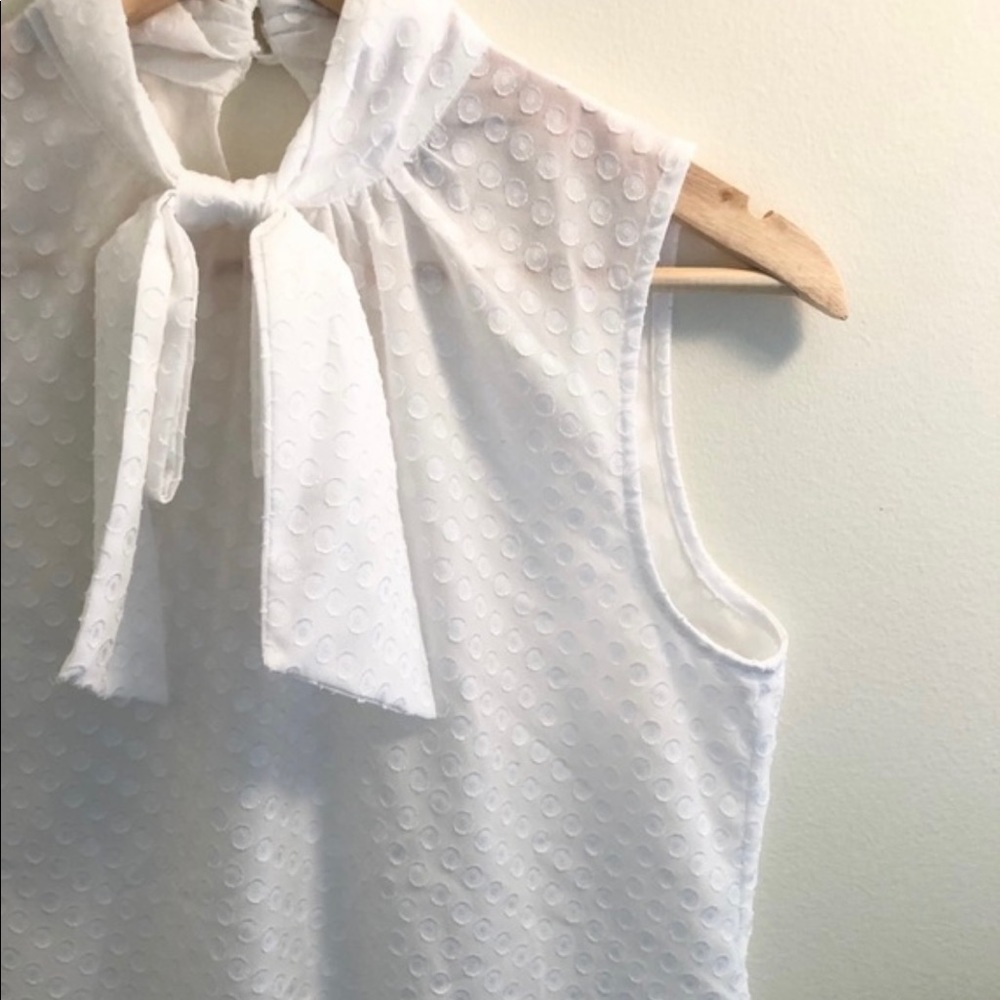 H&M white high neck bow tie shirt size 4